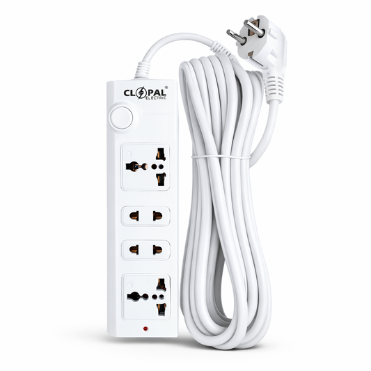 Clopal Extension Lead with Heavy Duty Copper Cable, 3, 4, 5, 6 & 8 Ways Power Sockets Extension Board with 3 Mtrs Wire