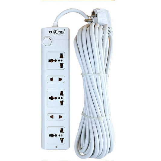 Clopal Extension Lead with 10 Mtrs Heavy Duty Copper Cable, 5 Ways Power Sockets Extension Board with Wire