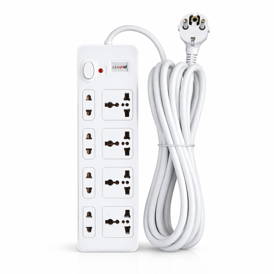 Clopal Extension Lead with 5 Mtrs Heavy Duty Copper Cable, 8 Ways Power Sockets Extension Board with Wire