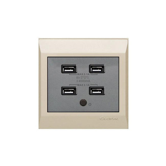 Clopal Golden Metalic Series USB 4 Socket 4.2A Superior Quality