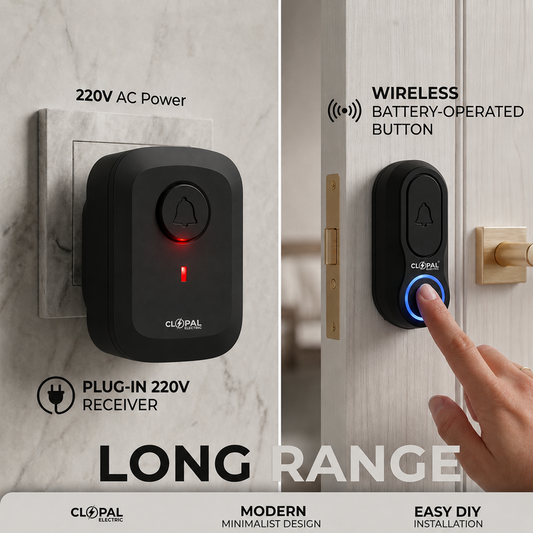 Clopal Wireless Door Bell 220 V 30 Tunes - Long Range - Color White & black