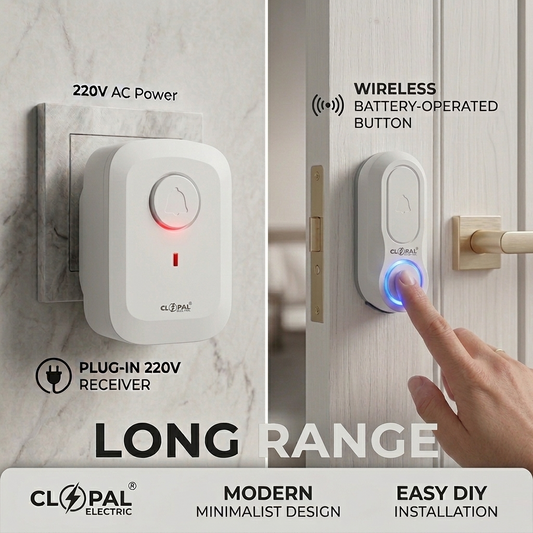 Clopal Wireless Door Bell 220 V 30 Tunes - Long Range - Color White