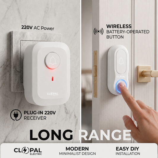 Clopal Wireless Door Bell 220 V 30 Tunes - Long Range - Color White & black