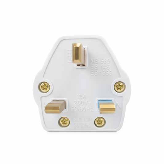 Clopal 13A Flat 3 Pin Male Power Cord Plug with Fuse Protection