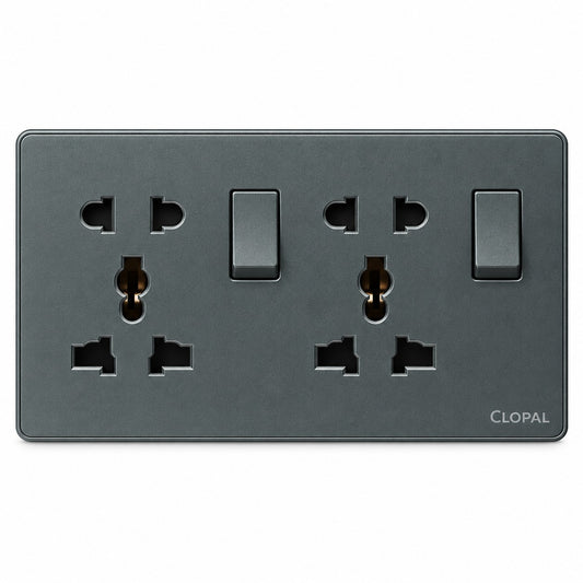 Clopal Platinium Series Double Light Plug Switch + Extra Sockets Superior Quality