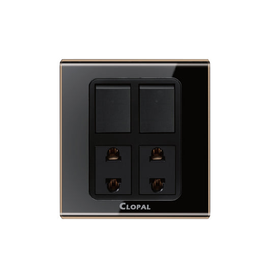 Clopal Black Series 2  switch + 2 socket Superior Quality