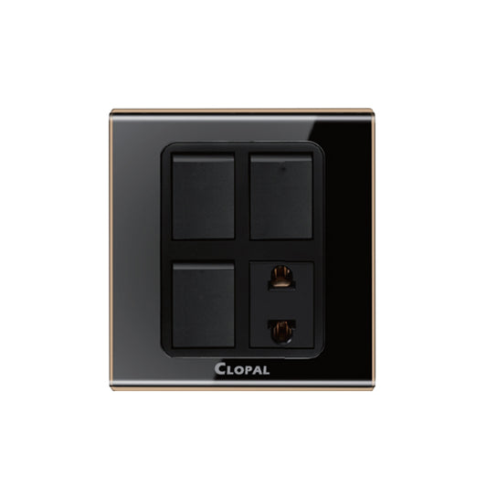 Clopal Black Series 3  switch + 1 socket Superior Quality