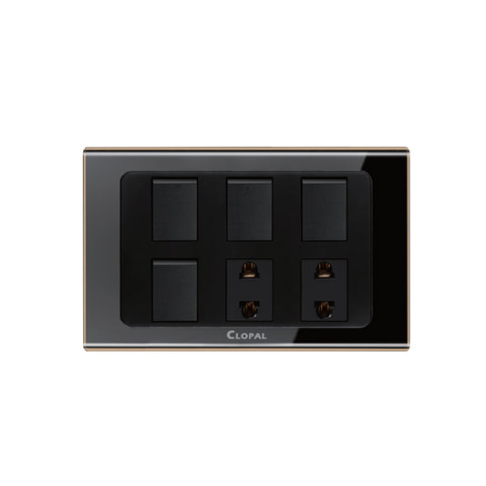 Clopal Black Series 4  switch + 2 socket Superior Quality