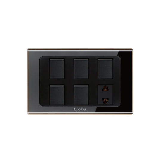 Clopal Black Series 5  switch + 1 socket Superior Quality