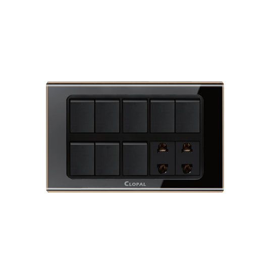 Clopal Black Series 8  switch + 2 socket Superior Quality