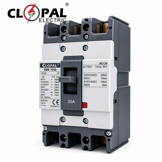 Clopal Heavy Duty 30Amp Three Pole Moulded Case Circuit Breaker