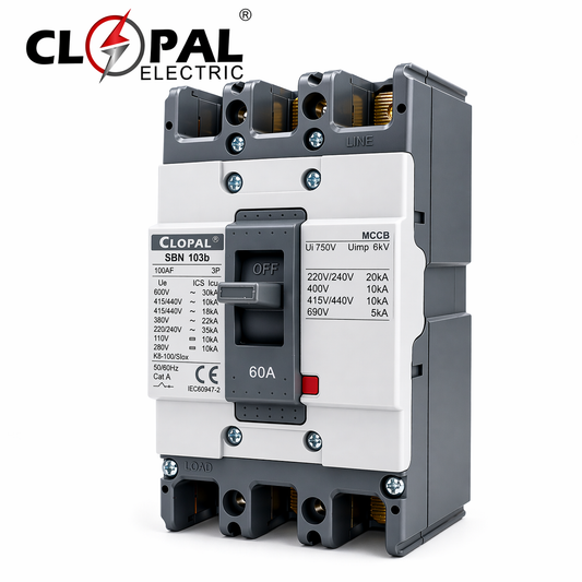Clopal Heavy Duty 60Amp Three Pole Moulded Case Circuit Breaker