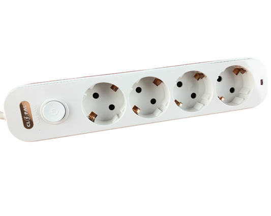 Clopal German 4 Ways Schuko Extension Socket with 1 Switch