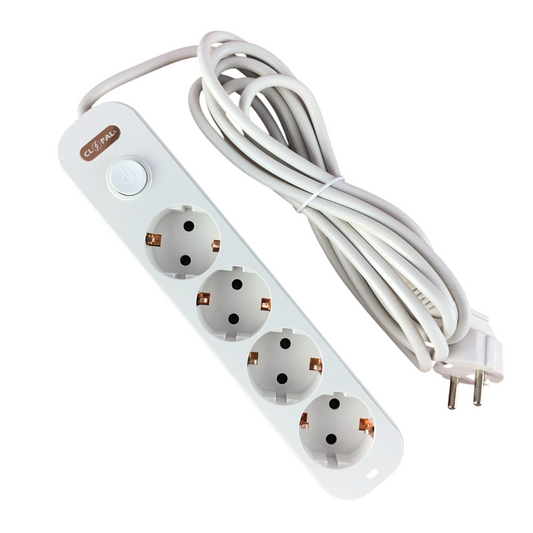 Clopal German 4 Ways Schuko Extension Socket with 1 Switch