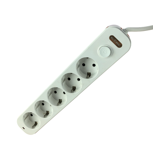 Clopal German 5 Ways Schuko Extension Socket with 1 Switch