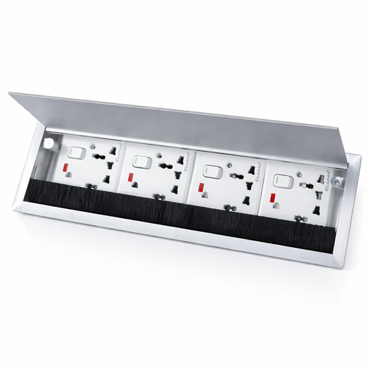 Flip-Up Cover Rectangle Aluminum Cable Grommet Desk Hole Organizer Power Socket Box for Conference Tables for Home