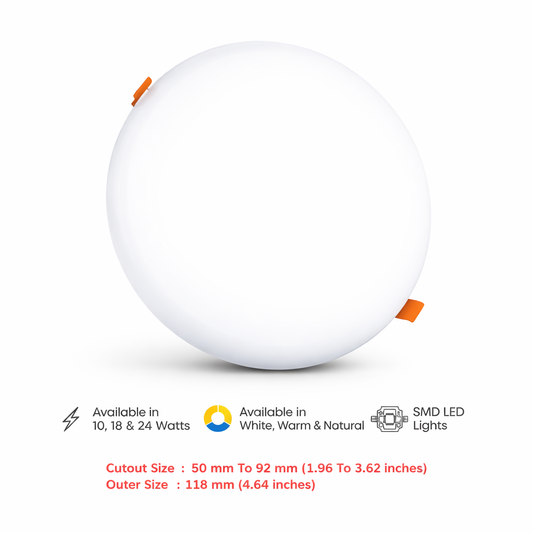 Clopal Adjustable 18 Watts SMD Round Light V-220 - White, Warm & Natural