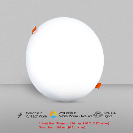 Clopal Adjustable 24 Watts SMD Round Light V-220 - White, Warm & Natural