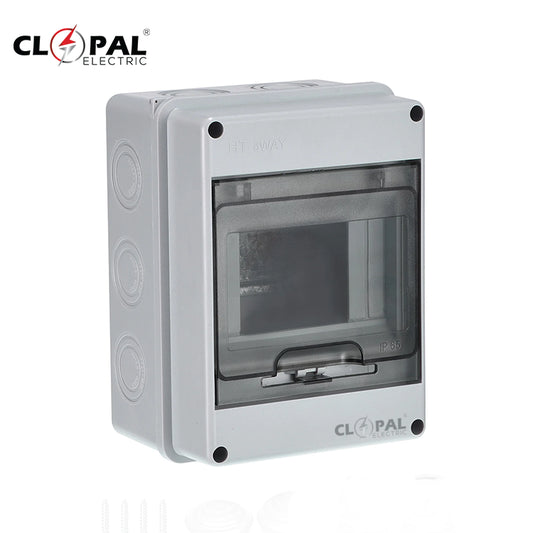 Clopal 5 & 12 Ways Waterproof IP65 Distribution Box Surface Mounted Circuit Breaker Solar PV Distribution Box