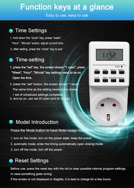 Heavy Duty 16A 3600W 220V Digital Time Switch Weekly Programmable Electronic Timer