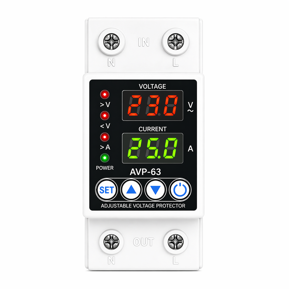 Clopal Dual Display Adjustable 63A Voltage Protector Intelligent Over ...
