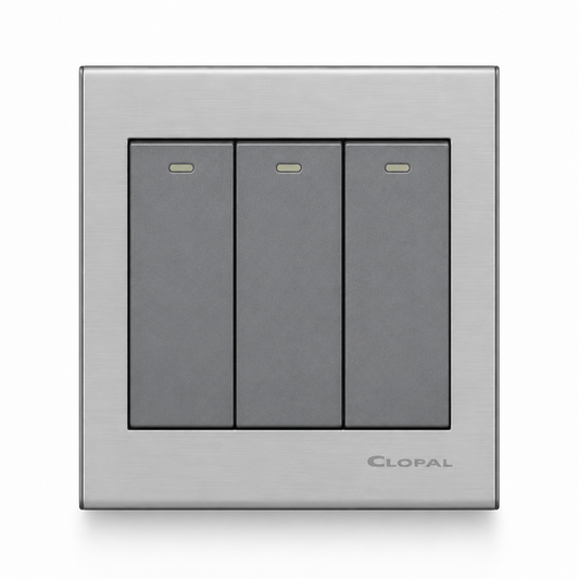 Clopal Elegant Grey Series 3-Gang 2-Way Superior Quality