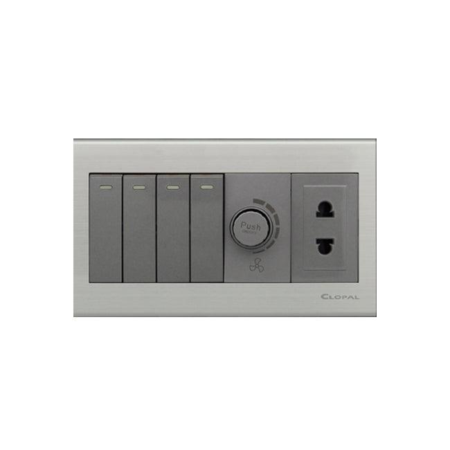 Clopal Elegant Grey Series 4 + 1 Dimmer + 1 Socket Superior Quality ...