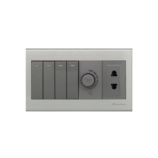 Clopal Elegant Grey Series 4 + 1 Dimmer + 1 Socket Superior Quality