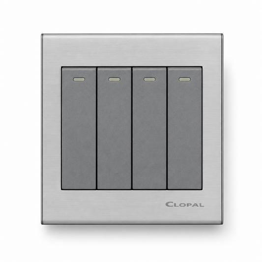 Clopal Elegant Grey Series 4-Gang Switch Superior Quality