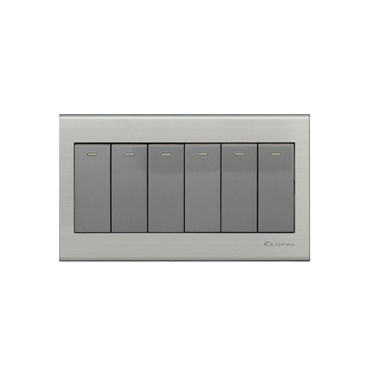 Clopal Elegant Grey Series 6-Gang Switch Superior Quality