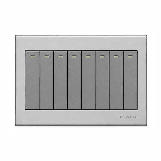 Clopal Elegant Grey Series 8-Gang Switch Superior Quality