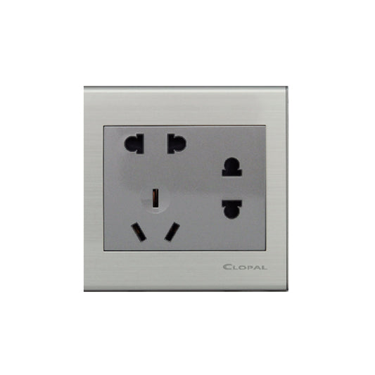 Clopal Elegant Grey Series American Socket + 2 Socket Superior Quality