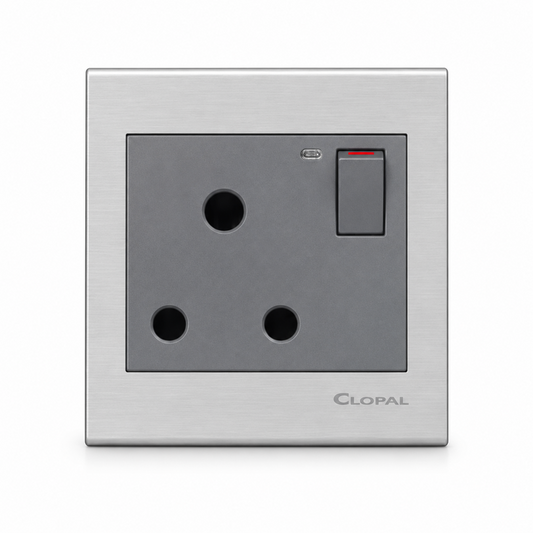 Clopal Elegant Grey Series Power Plug Socket With LED Superior Quality