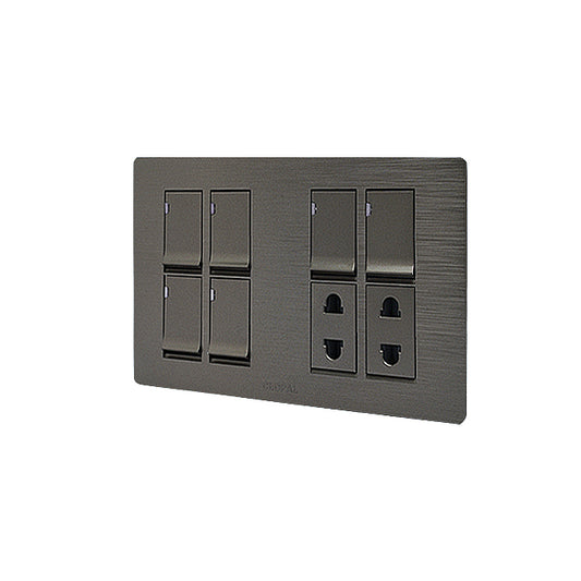 Clopal Flatty Series 6 switch + 2 socket Superior Quality