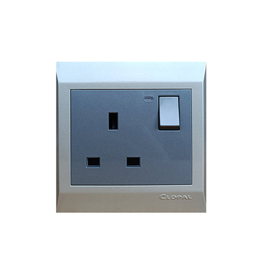 Clopal Golden Metalic Series 13A Flat BS Socket With LED Superior Quality