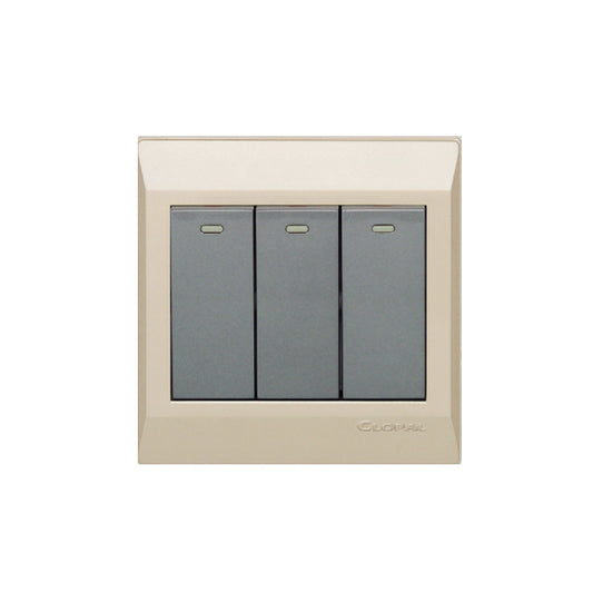 Clopal Golden Metalic Series 3-Gang Switch Superior Quality