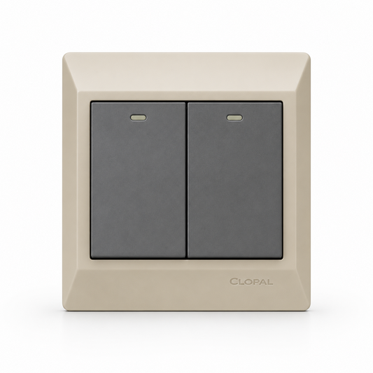 Clopal Golden Metalic Series 2-Gang Switch Superior Quality