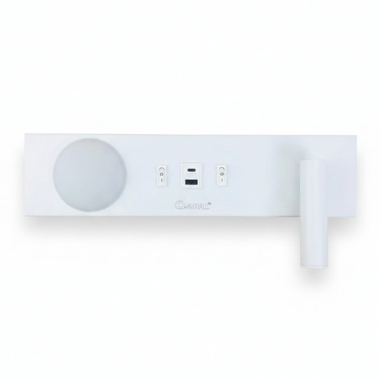 Clopal Wall Lamp SMD 5W+COB 5W USB+Type C+2 Bar Switch - Black & White