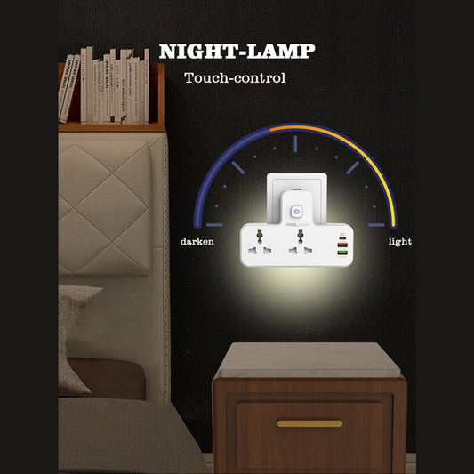 Clopal Power Socket 2 Port Universal 2500W, 1PD 20W, 2USB 18W-12W, Night Lamp