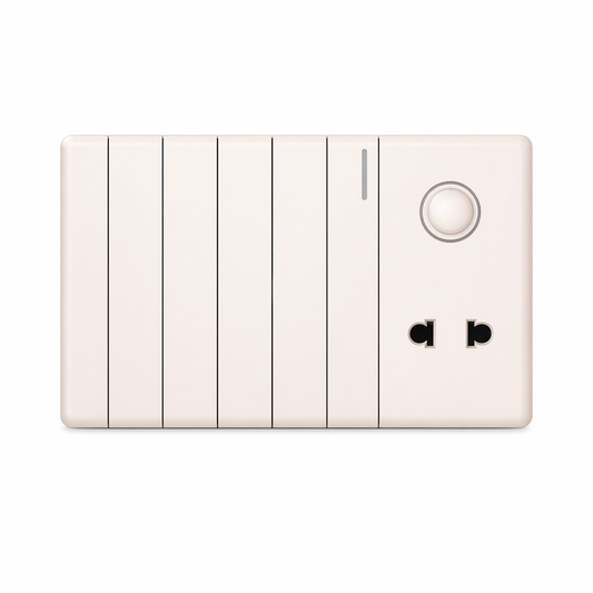 Clopal Pearl Series 6 + 1 Dimmer + 1 Socket Superior Quality