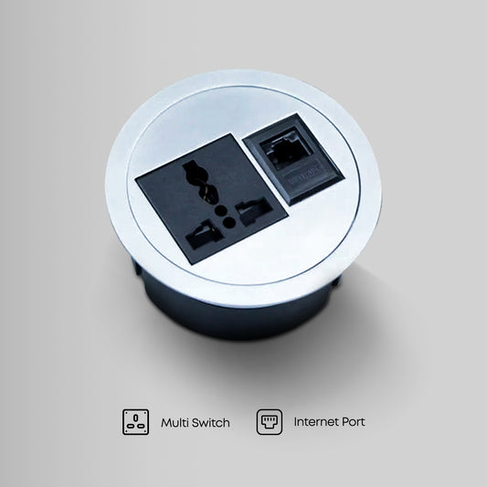 Desktop Power Outlet Socket with 1 Cat6 Network Port