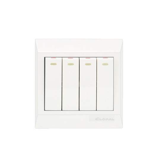 Clopal Pure White Series 4-Gang Switch Superior Quality