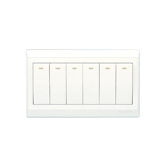 Clopal Pure White Series 6-Gang Switch Superior Quality