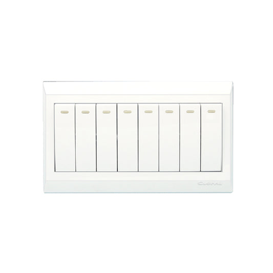 Clopal Pure White Series 8-Gang Switch Superior Quality