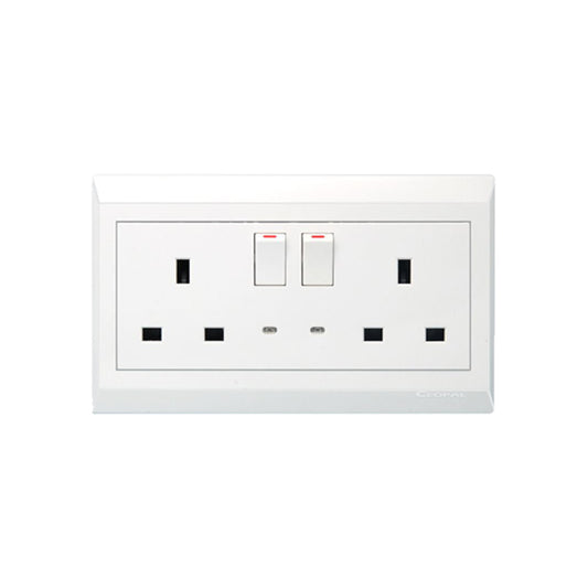 Clopal Pure White Series Double 13A Flat BS Socket Superior Quality