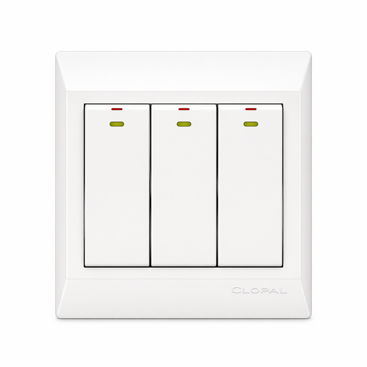 Clopal Pure White Series 3-Gang Switch Superior Quality