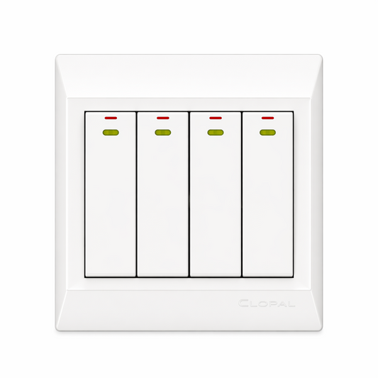 Clopal Pure White Series 4-Gang Switch Superior Quality