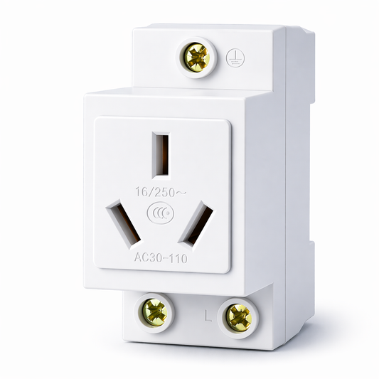 Clopal 3Pin Cross Socket 16A 250V DIN Rail Mount Modular Socket