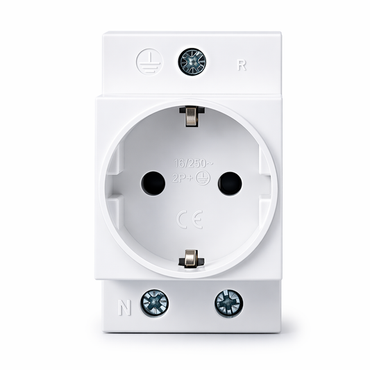 Clopal 2Pin+E Euro Socket 10 250V DIN Rail Mount Modular Socket