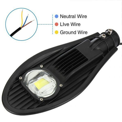 Clopal 50W High Output LED Street Lighting IP65 Waterproof Tempered Glass Roadway Lighting - White